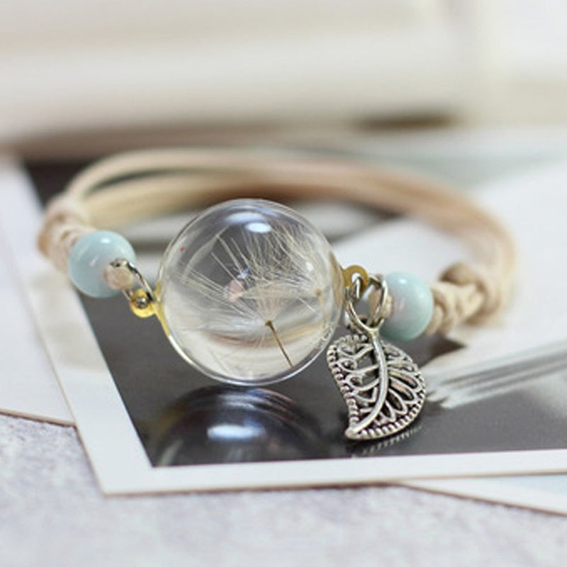 Handmade Dandelion Pendant Bracelet